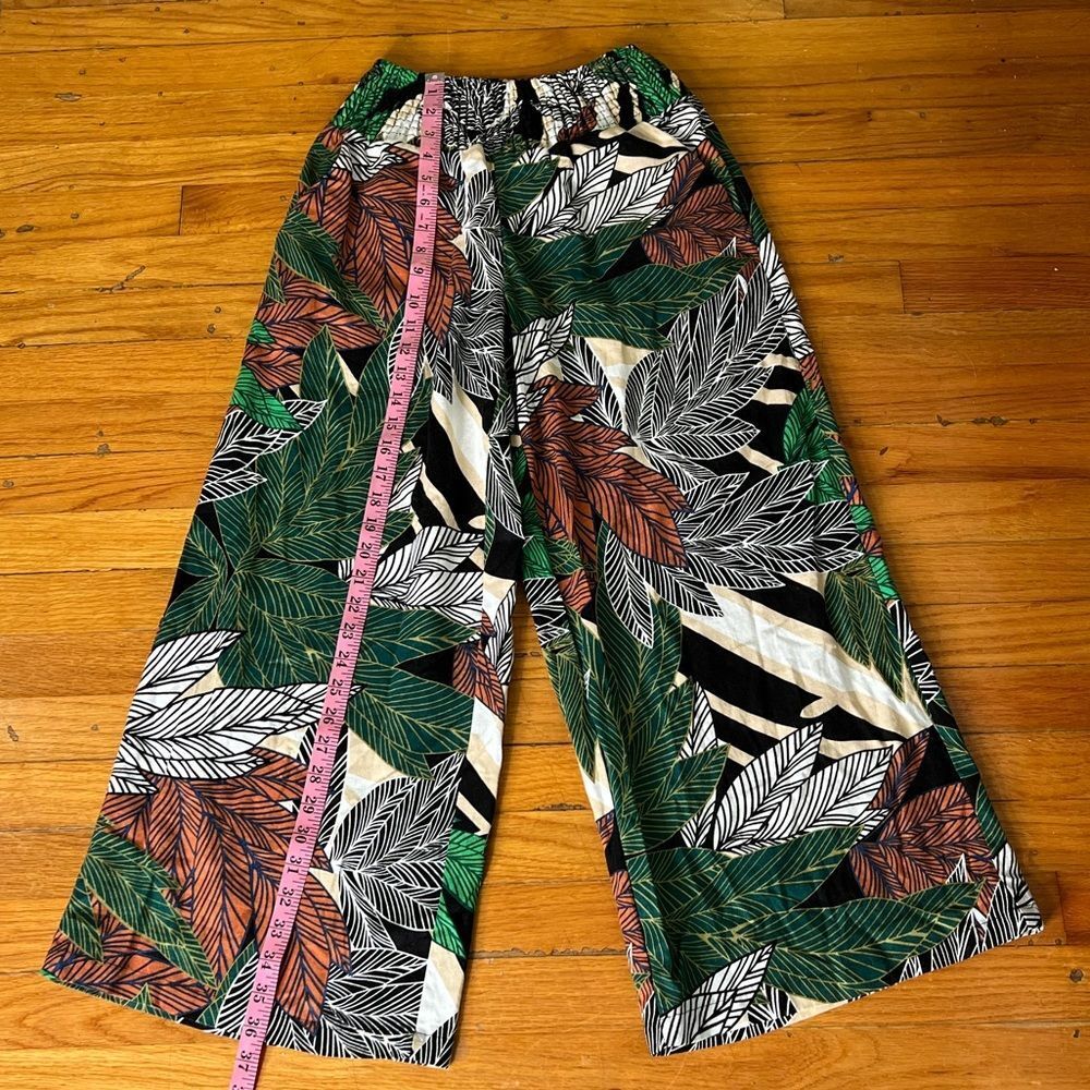 Tahari Jungle Flow Linen Blend Wide Leg Pants, Wide Stretch Waist. Small. New! - Picture 13 of 16